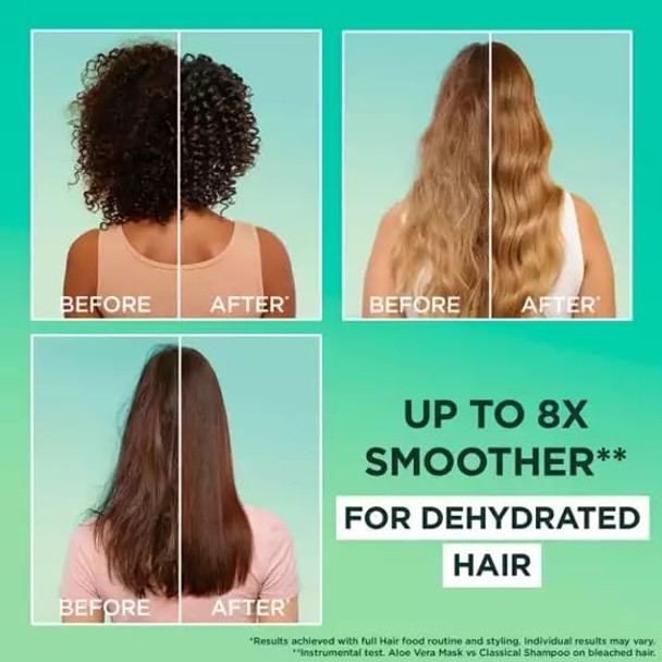 Garnier Hair Food Multi-Use Hair Treatment Mask 8X More Hydration Ideal For Dehydrated Hair No Silicones Vegan Formula Aloe Vera Ultimate Blends 400Ml