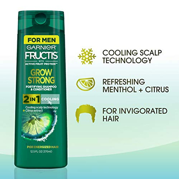 Garnier Hair Care Fructis Grow Strong Cooling 2-In-1 Shampoo & Conditioner For Men 12.5 Fl Oz