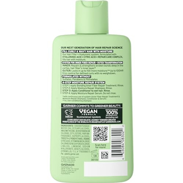 Garnier Fructis Hair Filler Moisture Repair Conditioner Sulfate Conditioner For Curly Wavy Hair With Hyaluronic Acid 10.1 Fl Oz 1 Count