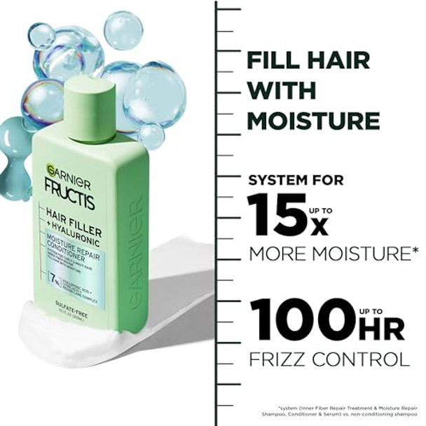 Garnier Fructis Hair Filler Moisture Repair Conditioner Sulfate Conditioner For Curly Wavy Hair With Hyaluronic Acid 10.1 Fl Oz 1 Count