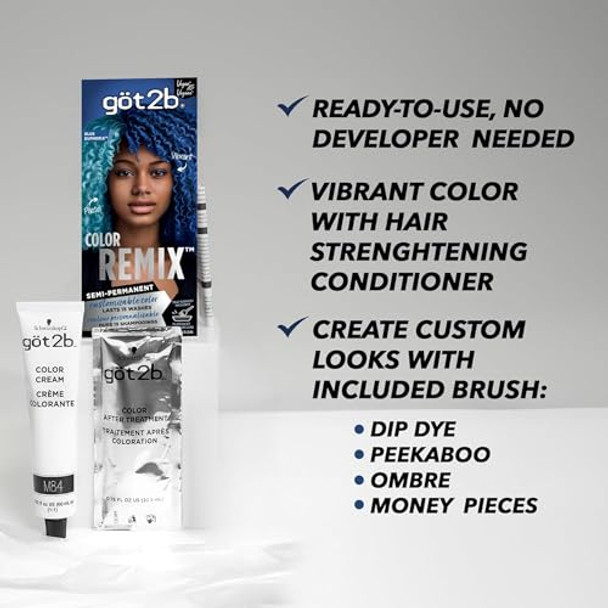 Got2B Color Remix Customizable Semi-Permanent Hair Color 095 Blue Euphoria