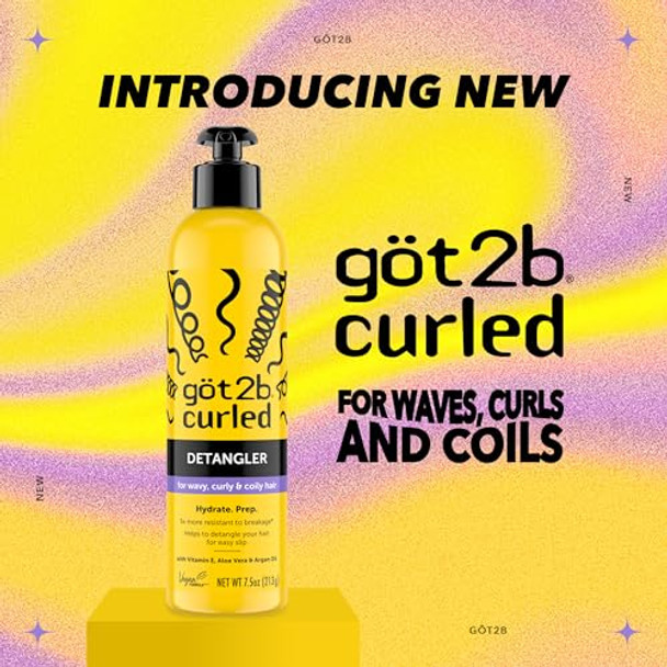 Got2B Curled Detangler 7.5Oz For All Curl Types Wavy Curly & Coily Hair Helps To Detangle Your Hair For Easy Slip