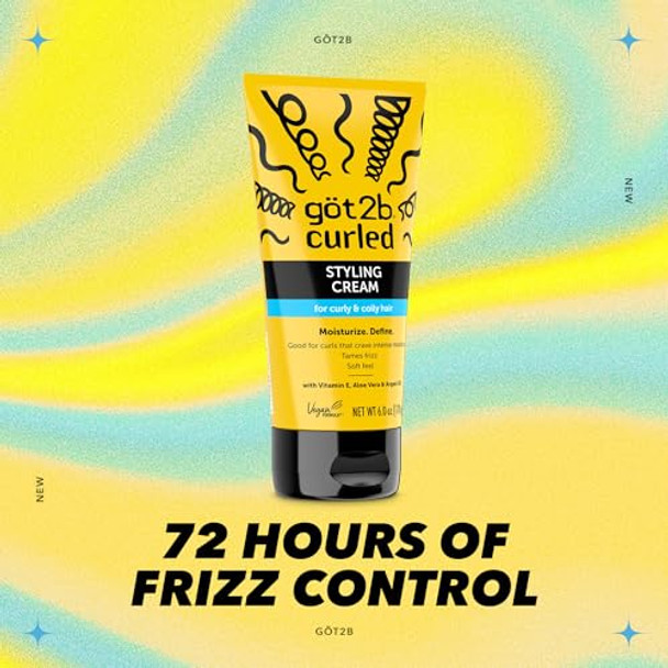 Göt2B Curled Styling Cream 6Oz For Type 3-4 Curly & Coily Hair Good For Curls That Crave Intense Moisture Tames Frizz Soft Feel