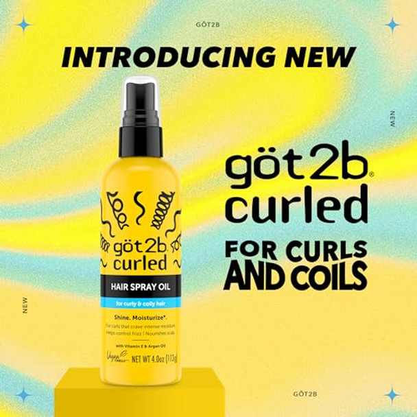 Got2B Curled Hair Spray Oil 4Oz For Curl Types 3-4 Curly And Coily Hair Helps Control Frizz And Nourishes The Scalp