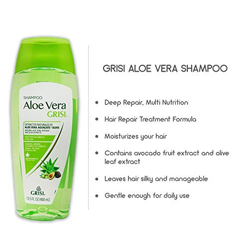 Grisi Aloe Vera Shampoo Moisturizing Shampoo With Aloe Vera Extract Paraben- Hair Product For Soft And Shiny Hair 2-Pack Of 13.5 Fl Oz Each 2 Bottles