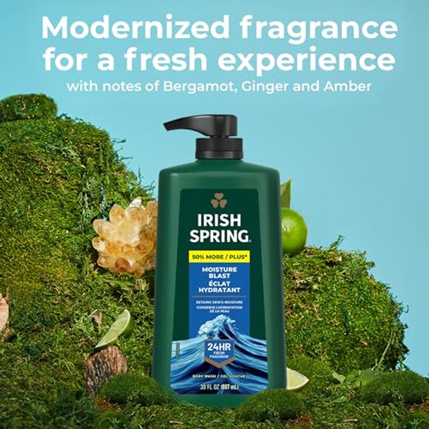 Irish Spring Moisture Blast Body Wash 30 Oz & Softsoap Antibacterial Liquid Hand Soap White Tea & Berry 50 Oz