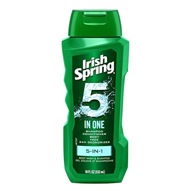 Irish-Spring 5-In-1 Shampoo Conditioner Body Wash Face Wash And Deodorizer 18 Oz (Pack Of 4)
