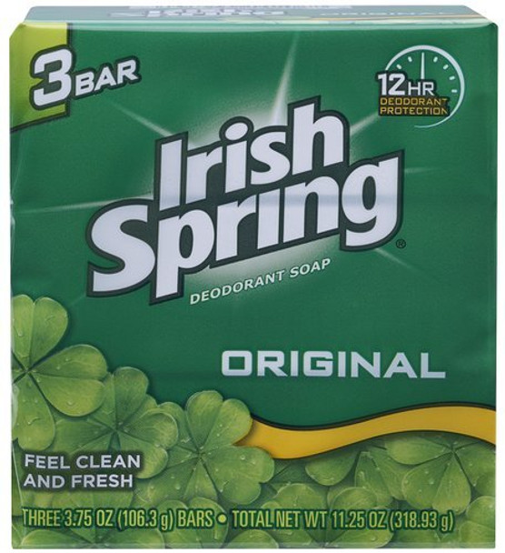 Irish Spring Deodorant Soap Original Bar 3.75 Oz 3 Count