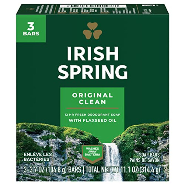 Irish Spring Deodorant Bar Soap Original 3.75 Oz Bars 3 Ea (Pack Of 11)