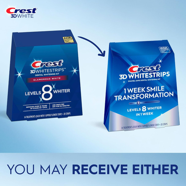 Crest 3D Whitestrips 1 Week Smile Transformation Whitestrips 3D White, Teeth Whitening Strip Kit 14 Treatments (Each with 1 Upper/1 Lower) 28 Strips