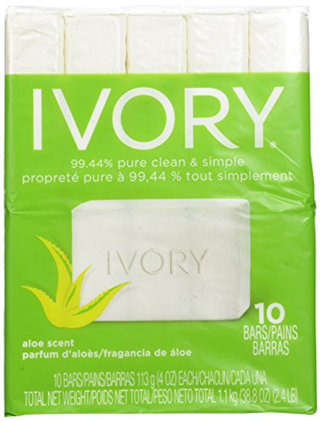 Ivory Aloe 10-Count: Bath Size Bars 4 Ounce