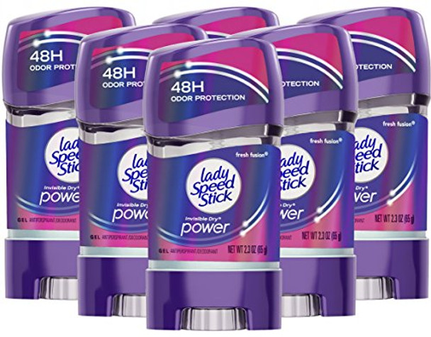 Lady Speed Stick Invisible Dry Power Antiperspirant Deodorant Gel For Women Fresh Fusion - 2.3 Ounce (6 Pack)