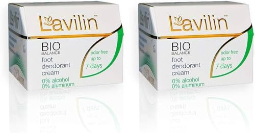 Lavilin Bio Balance Foot Deodorant Cream - Up To 7 Days Long-Lasting Foot Odor Control - Aluminum Alcohol And Paraben (2 Pack)