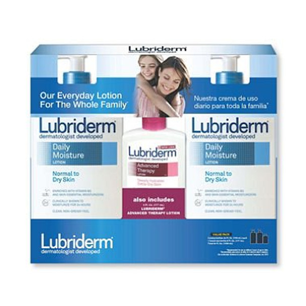 Lubriderm Daily Moisture Lotion (Normal To Dry Skin) + Advanced Therapy Lotion (Extra Dry Skin) Value Pack 2/24Oz + 1/6 Oz Total 54 Oz Lubriderm Daily Moisture Lotion (Normal To Dry Skin) + Advanced Therapy Lotion (Extra Dry Skin) Value Pack 2/24Oz + 1/6 Oz Total 54 Oz