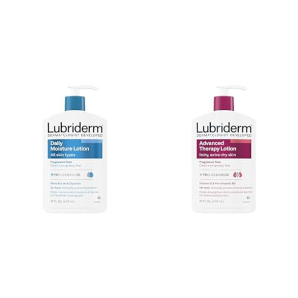 Lubriderm Daily Moisture And Advanced Therapy Lotions For Dry Skin 16 Fl Oz Each