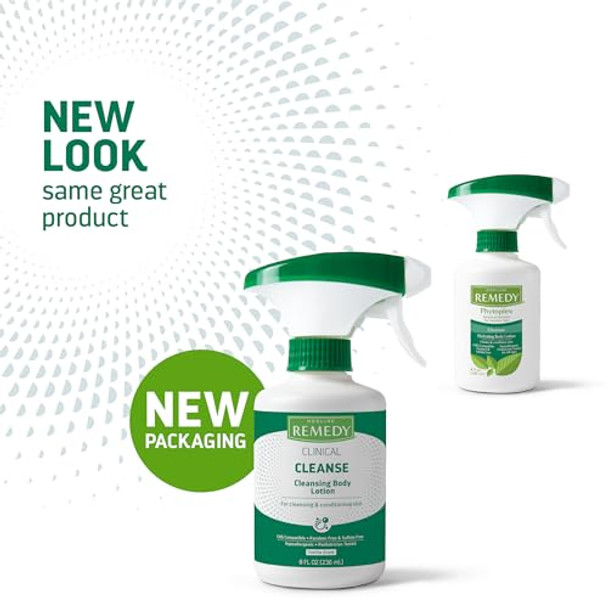 Medline Remedy Clinical Cleansing Body Lotion 8 Oz Spray Bottle Vanilla Scent No-Rinse Bedside Cleanser Incontinence Care Moisturizing Skin Conditioning Nutrient Rich Sulfate- Men Women