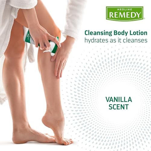 Medline Remedy Clinical Cleansing Body Lotion 8 Oz Spray Bottle Vanilla Scent No-Rinse Bedside Cleanser Incontinence Care Moisturizing Skin Conditioning Nutrient Rich Sulfate- Men Women
