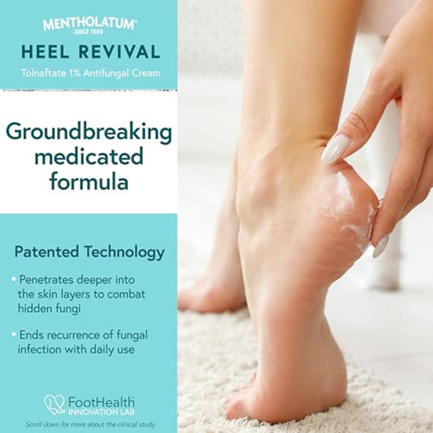 Mentholatum Heel Revival Persistent Cracked Heel Repair Treatment 1% Tolnaftate Antifungal Cream Antifungal Foot Treatment Eliminates & Prevents Fungus 1 Oz Mentholatum Heel Revival Persistent Cracked Heel Repair Treatment 1% Tolnaftate Antifungal Cream Antifungal Foot Treatment Eliminates & Prevents Fungus 1 Oz