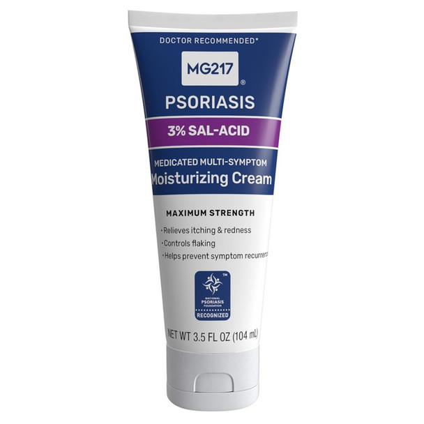 MG217 Medicated Moisturizing Psoriasis Cream with 3% Salicylic Acid Multi Symptom Fragrance Free 3.5 Fl Oz