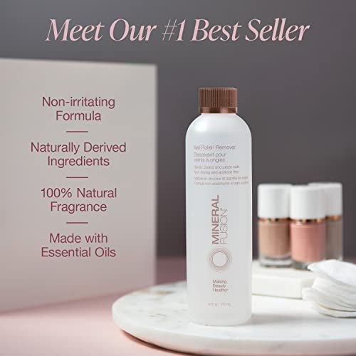 Mineral Fusion Cuticle Treatment 33Floz & Nail Polish Remover Acetone- & Non Drying For Regular & Shellac Nail Polishes 6Oz Value Bundle