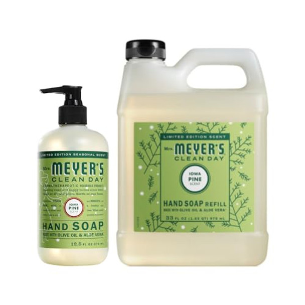 Mrs. Meyer'S Clean Day Liquid Hand Soap Variety Pack Scent 33 Oz Refill + 12.5 Oz 1 Ct (Snowdrop)