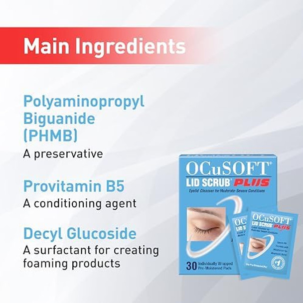 Ocusoft Lid Scrub Plus 35 - Pre-Moistened Leave-On Eyelid Wipes For Moderate To Severe Conditions - Moisturizing Eyelid Cleanser For Maximum Relief - 35 Count Ocusoft Lid Scrub Plus 35 - Pre-Moistened Leave-On Eyelid Wipes For Moderate To Severe Conditions - Moisturizing Eyelid Cleanser For Maximum Relief - 35 Count