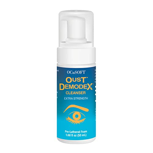 Ocusoft Oust Demodex Foam Cleanser - Extra Strength - Foaming Cleanser For Eyelids & Eyelashes With Tea Tree Oil - Eyelid Cleanser To Remove Oil Debris & Pollen - 1.68 Fl Oz