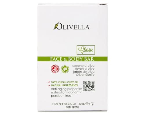 Olivella All Natural 100% Vigin Olive Oil Face & Body Soap Original 5.29 Oz (Pack Of 5)5