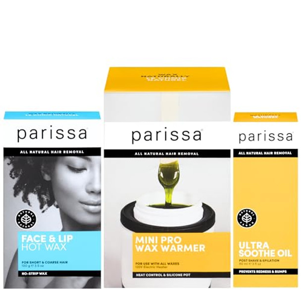Parissa Facial Waxing Kit – Hot Wax Kit + Warmer + Ultra Soothe Oil Strip- Natural Hair Removal & Post-Wax Skin Care