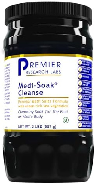 Premier Research Labs Medi-Soak - Bath Salts For Foot And Body Soak Sea Salt Bath For Women And Men Relaxing Mineral Bath Soak Gentle Exfoliant Organic Vegan No Added Fillers - 2 Lb