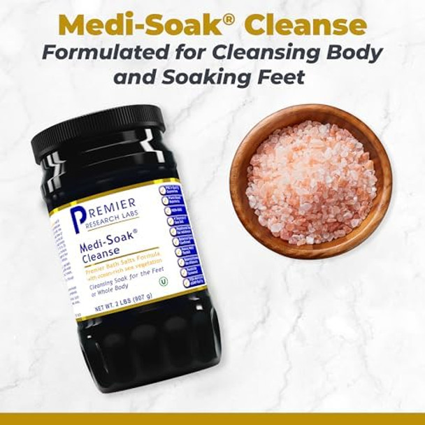 Premier Research Labs Medi-Soak - Bath Salts For Foot And Body Soak Sea Salt Bath For Women And Men Relaxing Mineral Bath Soak Gentle Exfoliant Organic Vegan No Added Fillers - 2 Lb