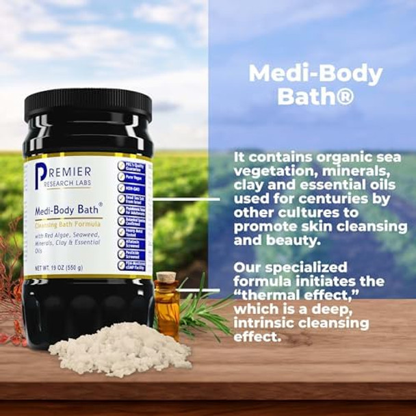 Premier Research Labs Medi-Body Bath - Bath Salts Dead Sea Salts For Soaking Bathing Relaxing Bath Soak Enriched With Minerals & Botanicals To Remove Toxins - 19 Oz