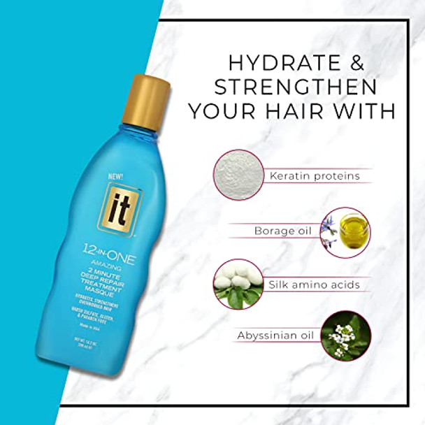ze It 12-In-One Amazing Deep Repair Hair Treatment Masque - Infused With Argan & Coconut Oil To Repair Hydrate & Smooth Hair - Conditioning Treatment Strengthens & Protects Overworked Hair