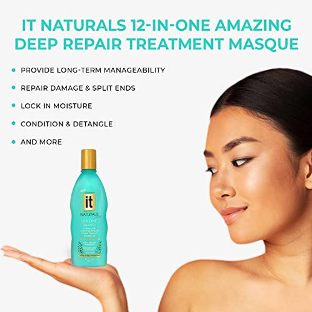 ze It 12-In-One Amazing Deep Repair Hair Treatment Masque With Keratin - Infused With Argan & Coconut Oil To Repair Hydrate & Smooth Hair - Conditioning Treatment Strengthens Overworked Hair
