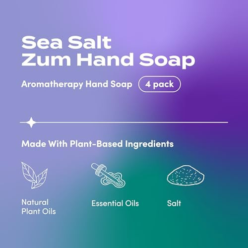 Zum Indigo Wild Hand Soap - Natural Liquid Hand Soap - For Bathroom & Kitchen - Sea Salt Scent - 12 Oz (4 Pack)