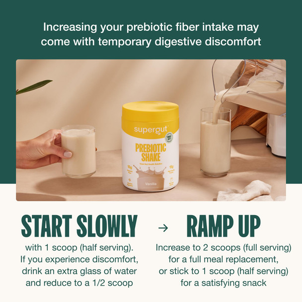Supergut GLP-1 Boosting Prebiotic Shakes Vanilla – Gut Healthy Meal Replacement with 15g Fiber 15g Protein & 5g Net Carbs - Keto Friendly - 8 Servings
