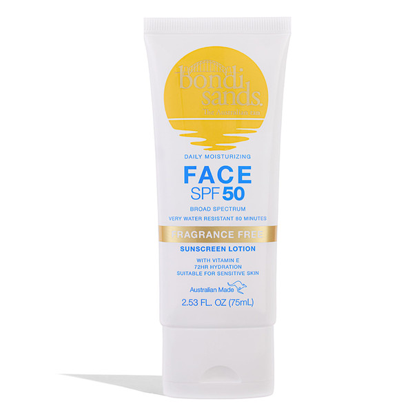 Bondi Sands Fragrance Free Daily Sunscreen Face Lotion SPF 50 | Hydrating UVA + UVB Protection, Non-Greasy, Gentle, Water Resistant | 2.53 Oz/75 mL Bondi Sands Fragrance Free Daily Sunscreen Face Lotion SPF 50 | Hydrating UVA + UVB Protection, Non-Greasy, Gentle, Water Resistant | 2.53 Oz/75 mL