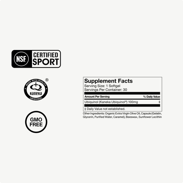 Momentous Ubiquinol  42 g Plant Based CoQ10 Softgel Supplement for Foundational Health Support  NSF Certified for Sport  GMO and  Gluten Free 30 Servings