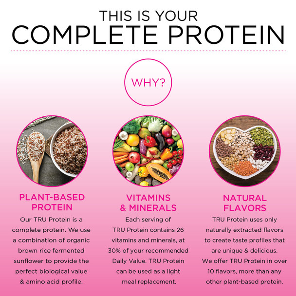 TRU Supplements Plant Based Protein Powder BCAA EAA 20g Vegan Brown Rice & Pea Protein 100 Calories 27 Vitamins No Artificial Flavors 25 Servings (Chocolate Peanut Butter) TRU Supplements Plant Based Protein Powder BCAA EAA 20g Vegan Brown Rice & Pea Protein 100 Calories 27 Vitamins No Artificial Flavors 25 Servings (Chocolate Peanut Butter)