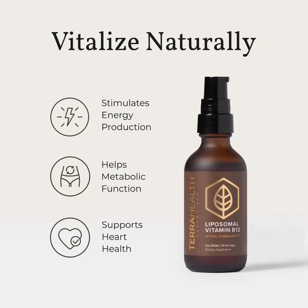 Terra Health Essentials - Liposomal B12 | Support Energy & Mood Promote Memory Aid Immune System (1 Bottle 30 Day Supply)