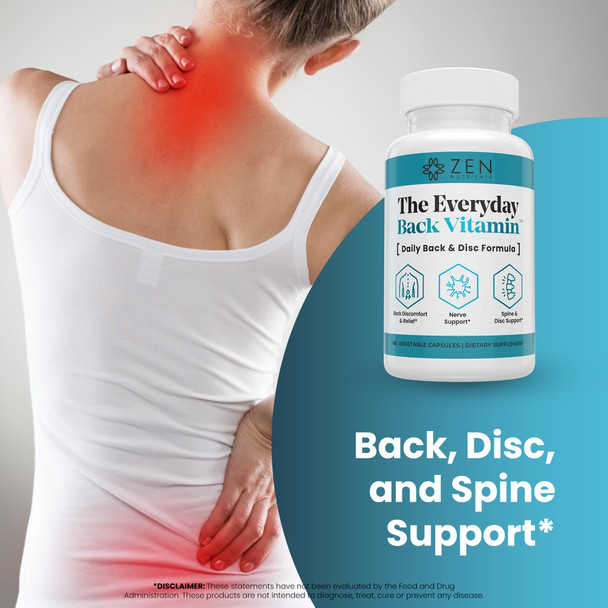 Zen Nutrients The Everyday Back Vitamin for Lower Back Relief & Nerve Function Support Supplement - Back Disc and Nerve Relief with Alpha Lipoic Acid Turmeric & Glucosamine (60 Capsules)