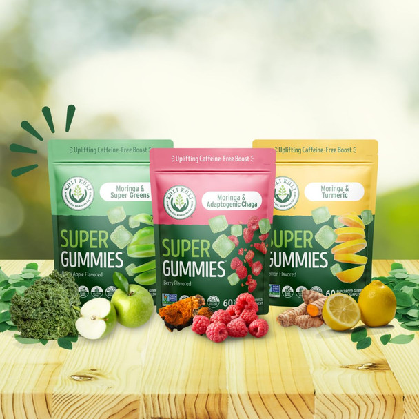 Kuli Kuli Super Energy Gummies - Energy Supplements with Moringa Caffeine-Free Natural Energy Booster - 60 Non-GMO Gluten-Free Moringa Gummies - Variety Pack