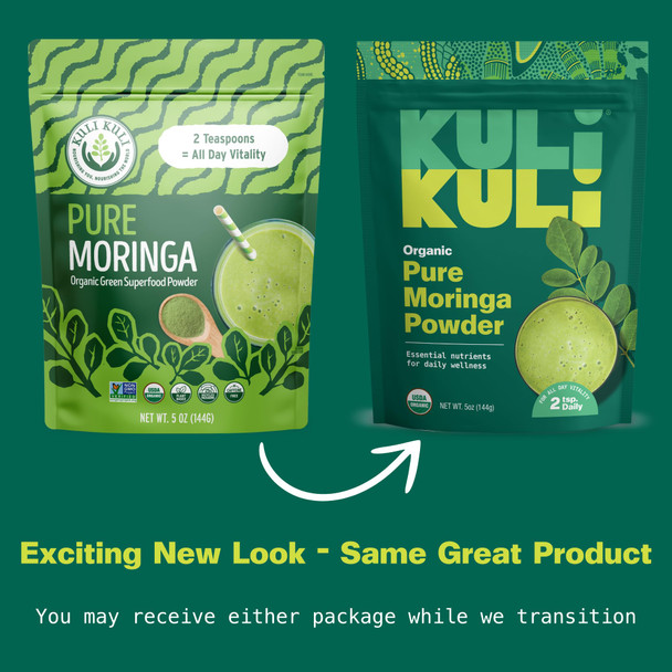 Kuli Kuli Moringa Oleifera Organic Leaf Powder & Green Smoothie 100% Pure USDA Certified & Non-GMO Moringa Powder Great with Smoothies Tea and Food - Single Pack 5 oz.