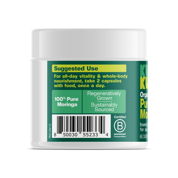 Kuli Kuli Organic Moringa Capsules [60 Count] - Premium Moringa Leaf Powder Capsules - Nutrient-Dense Superfood for Energy Vitality and Wellness