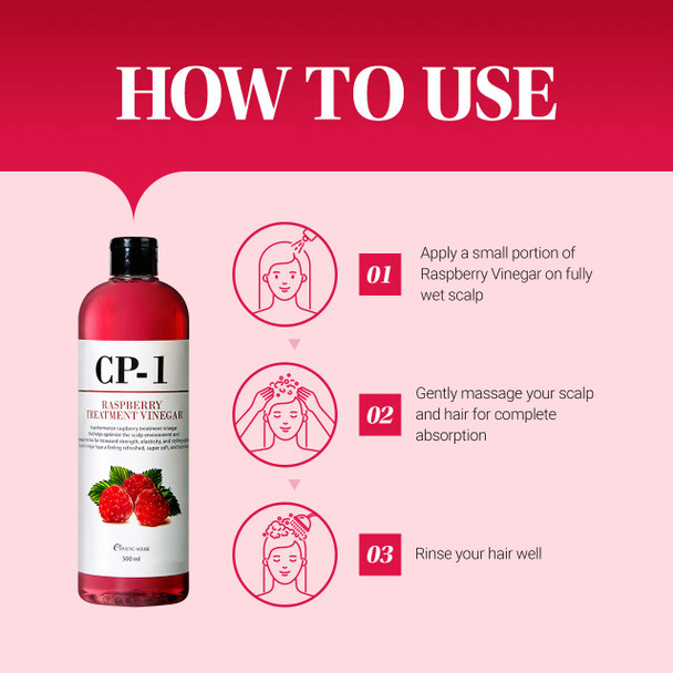 CP-1 Esthetic House Raspberry Treatment Hair Vinegar Rinse for scalp (500ml 16.9 oz)