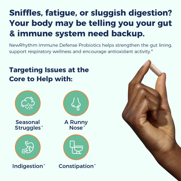 NewRhythm Probiotics for Immune Support Akkermansia Probiotic Supplement for Women & Men 30 Billion CFU 16 Strains Plus Zinc Vitamin C & D3 Elderberry & Echinacea Non-GMO 30 Capsules