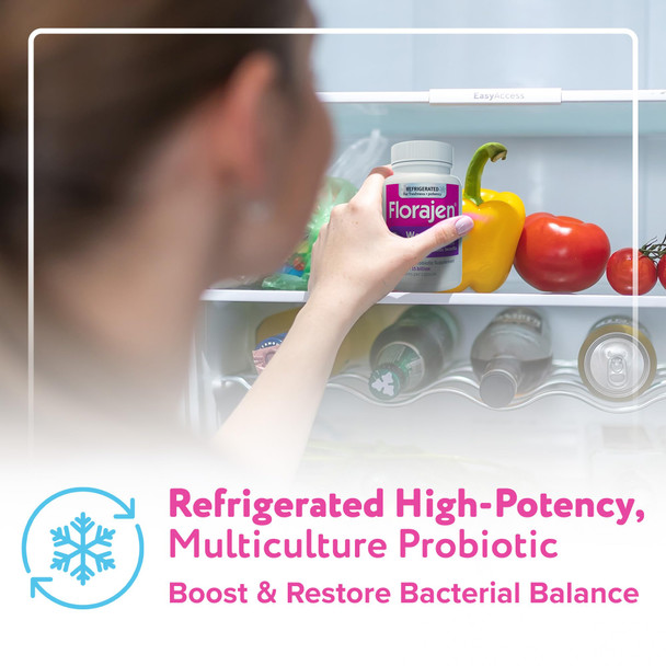 Florajen Women's Vaginal Probiotics, Provides Gut Health & Constipation Relief for Adults and Bloating Relief for Women 90 Capsules