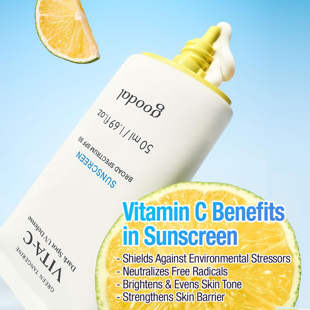Goodal Green Tangerine Vita-C Dark Spot UV Defense Sunscreen SPF 50 Daily Skin Care Korean Sunscreen for Face, Broad spectrum No White Cast (1.69 fl oz / 50ml) Goodal Green Tangerine Vita-C Dark Spot UV Defense Sunscreen SPF 50 Daily Skin Care Korean Sunscreen for Face, Broad spectrum No White Cast (1.69 fl oz / 50ml)