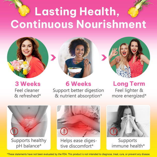 GMOLARSUSCO Feminine Probiotics Gummies for Women Vaginal Probiotics Feminine Balance pH Gummies for Healthy Odor Yeast Balance Flora Gut Health Immune System with Slippery Elm Prebiotics & Lactobacillus Bl  60 Gummies
