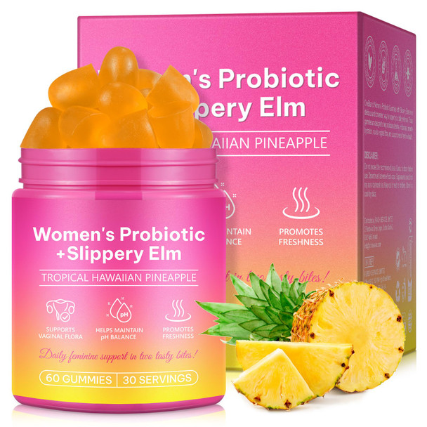 GMOLARSUSCO Feminine Probiotics Gummies for Women Vaginal Probiotics Feminine Balance pH Gummies for Healthy Odor Yeast Balance Flora Gut Health Immune System with Slippery Elm Prebiotics & Lactobacillus Bl  60 Gummies